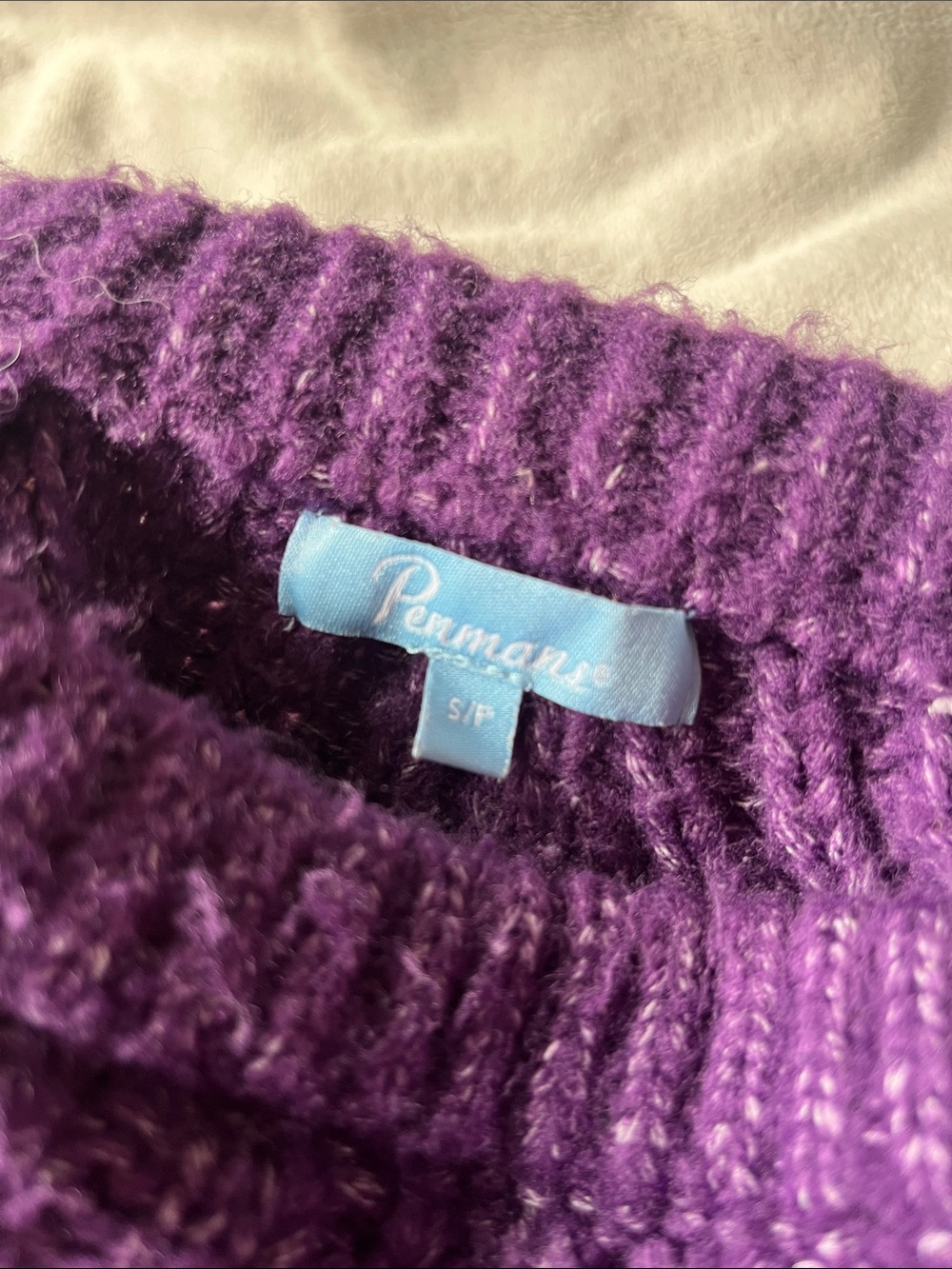 Cozy Purple Crewneck Knit Sweater for Women - Picture 2 of 3